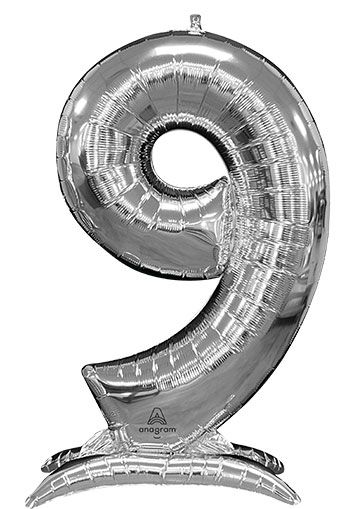 Non-floating, Standing Silver Number "9" (50 Inch)