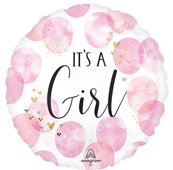 It's A Girl Watercolor Dots Balloon (18 Inch)