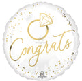 Congrats White & Gold Ring Balloon (18 Inch)