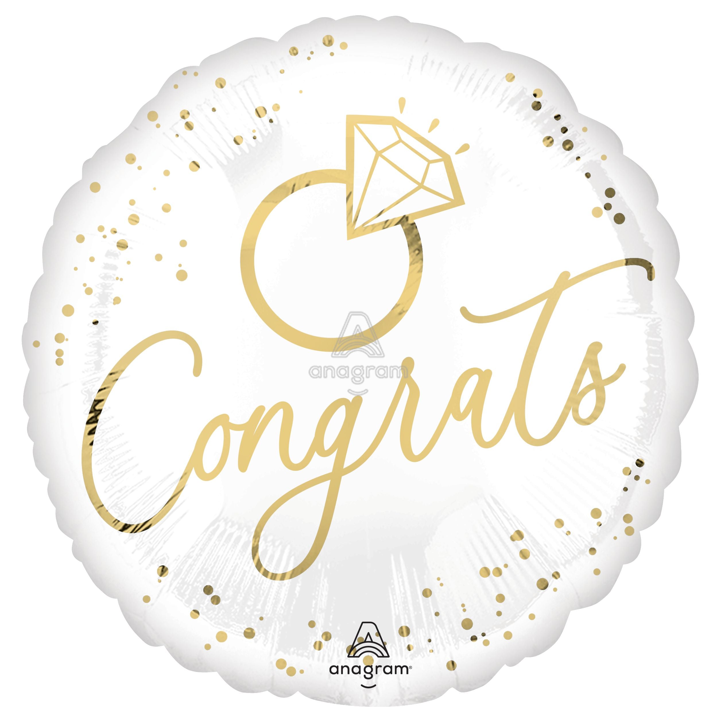 Congrats White & Gold Ring Balloon (18 Inch)