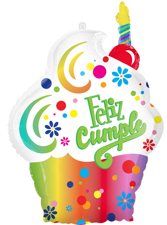 Feliz Cumpleaños Cupcake Balloon (27 Inch)