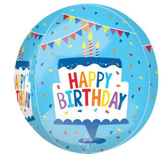 Happy Birthday Tiered Orbz Balloon (16 Inch)
