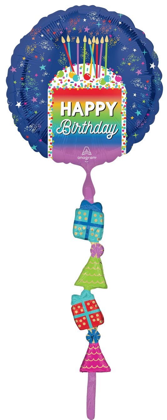 Rainbow Cake Slice Birthday Tails Airwalker Balloon (69 Inch)