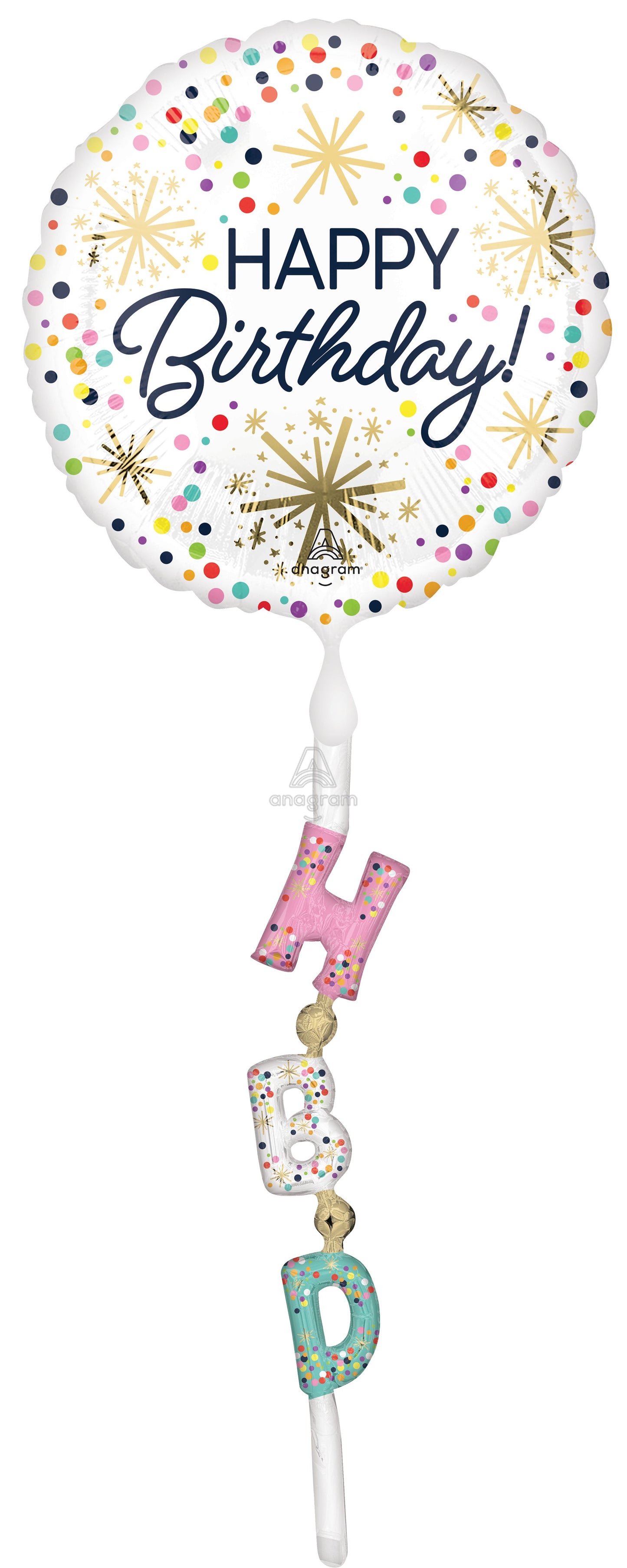 Happy Birthday Sprinkles Confetti Print Tails Airwalker Balloon (69 Inch)