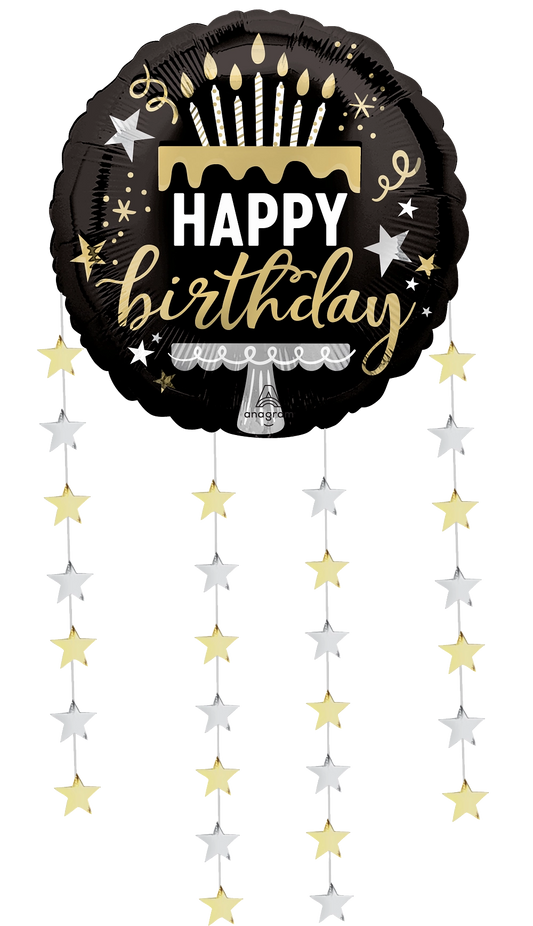 Happy Birthday Dangling Birthday Stars Balloon (32 Inch)