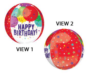 Happy Birthday Orbz Balloon (16 Inch)