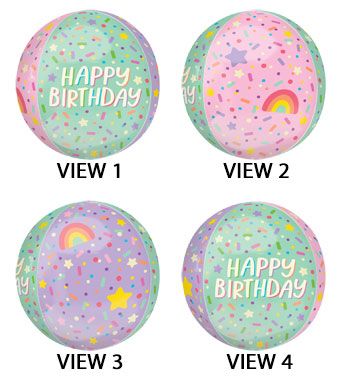 happy Birthday Ice Cream Party Orbz 15" Foil Balloon