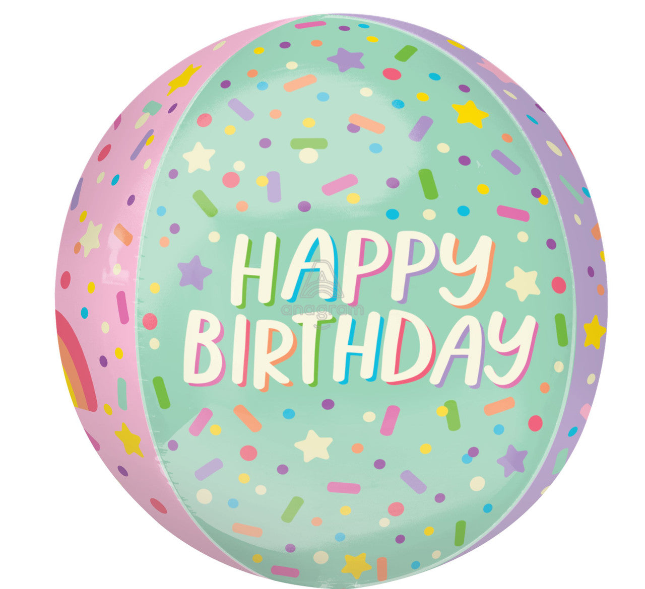 happy Birthday Ice Cream Party Orbz 15" Foil Balloon