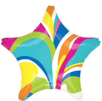 Vibrant Rainbow Macro Marble Star Balloon (19 Inch)