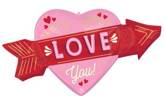 Retro Love You Arrow Foil Balloon (42 Inch)