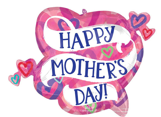 Happy Mother's Day Layered Hearts SuperShape Foil Balloon (28 Inch)