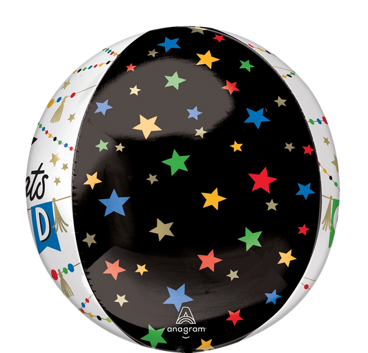 Congrats Grad Party Pom-Pom & Stars Orbz Balloon