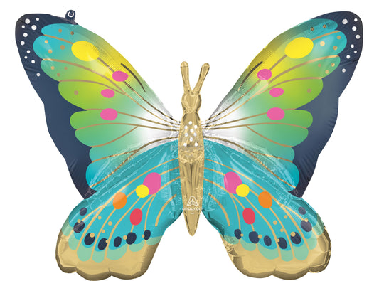 Vibrant Blue Satin Butterfly Balloon (30 Inch)