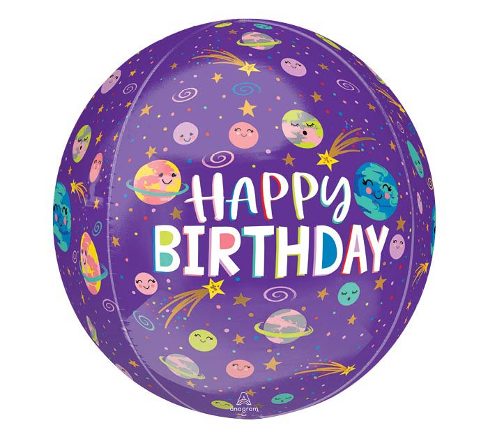 Happy Birthday Smiling Galaxy Orbz Balloon (16 Inch)