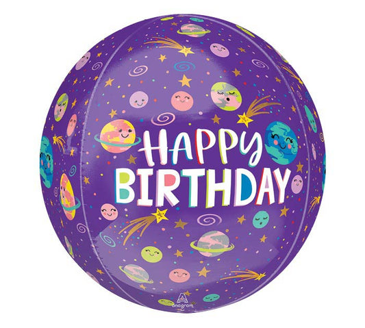 Happy Birthday Smiling Galaxy Orbz Balloon (16 Inch)