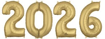 2026 Large Floating Yellow Gold Year Number Set (34 Inches)
