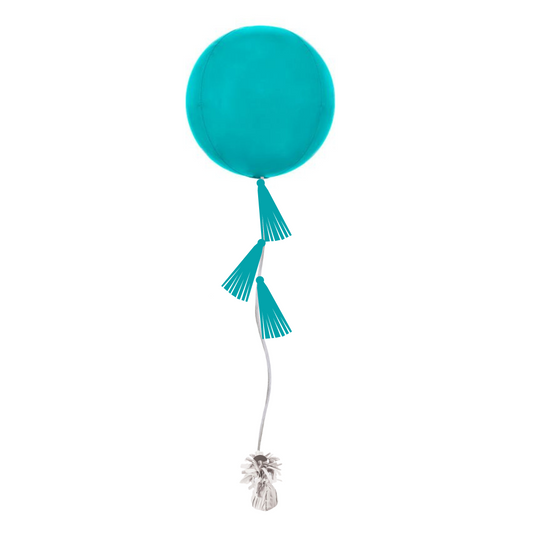 Aqua-Teal Tasseled Orb