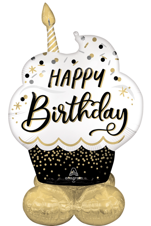 Giant Satin Birthday Wishes Cupcake Airloonz 52" Foil Balloon