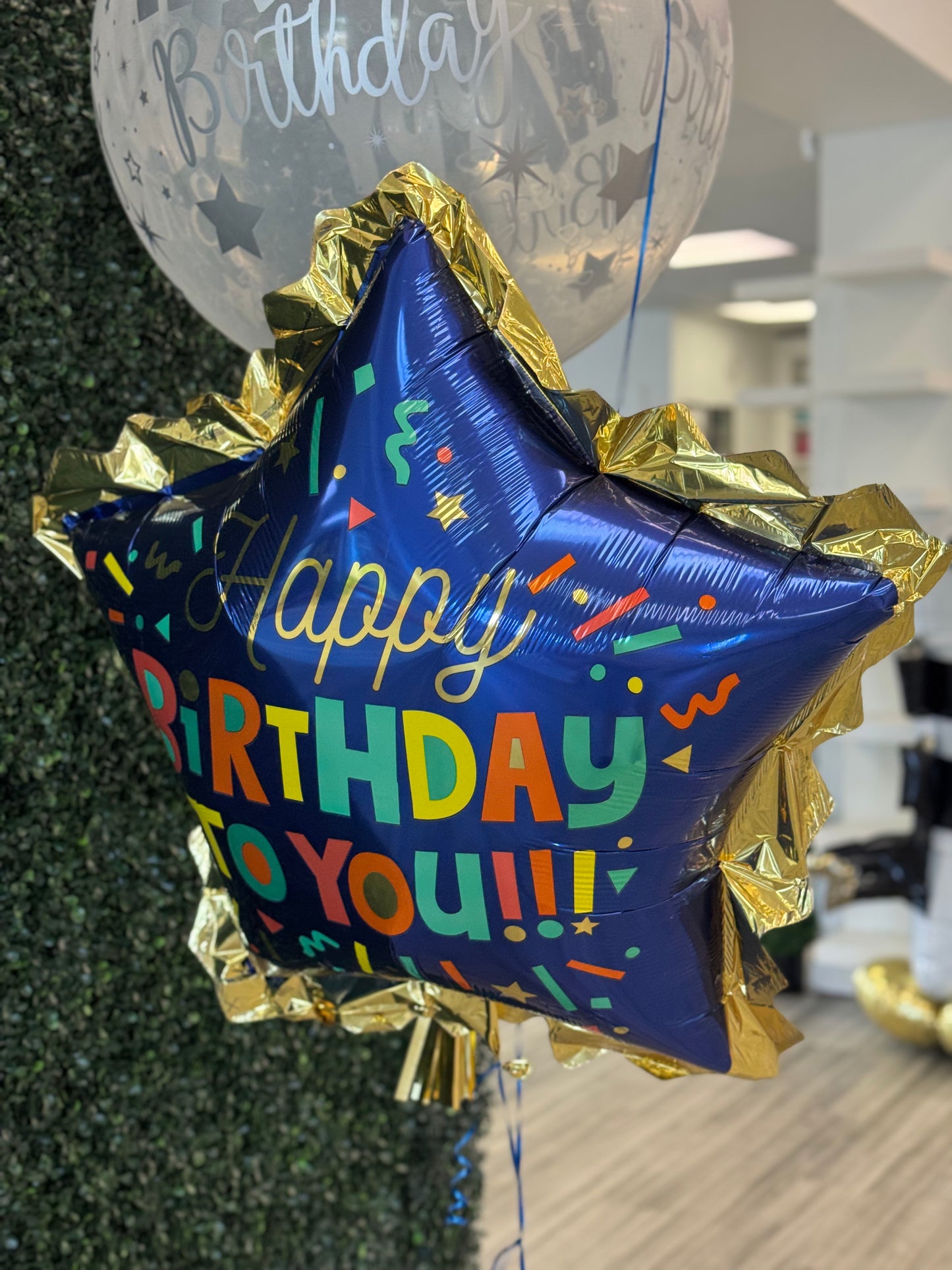Crystal Clear Happy Birthday Silver Fantasy Mink Balloon (24 Inch)
