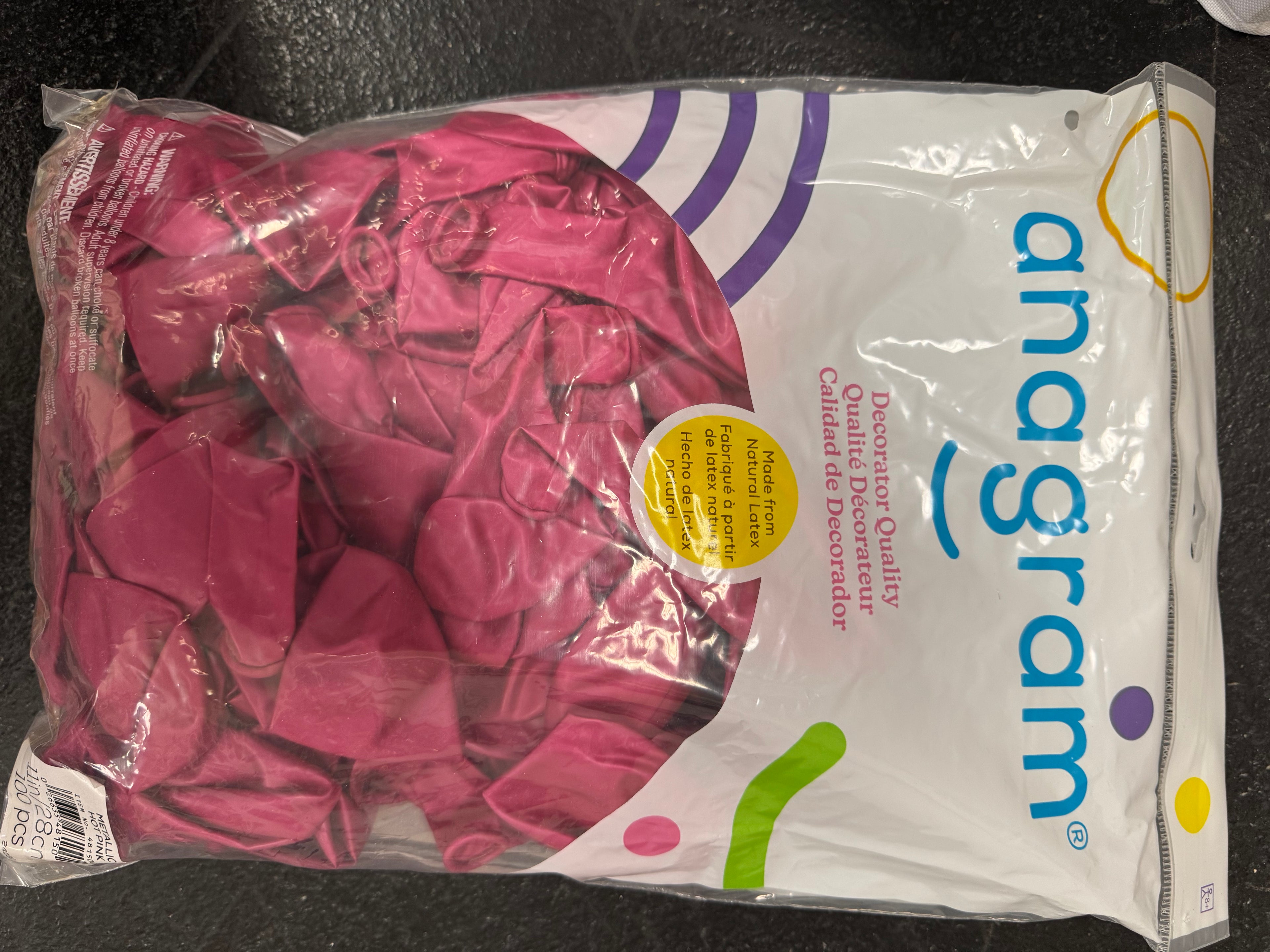 Metallic Hot Pink Solid 11" Latex Bag