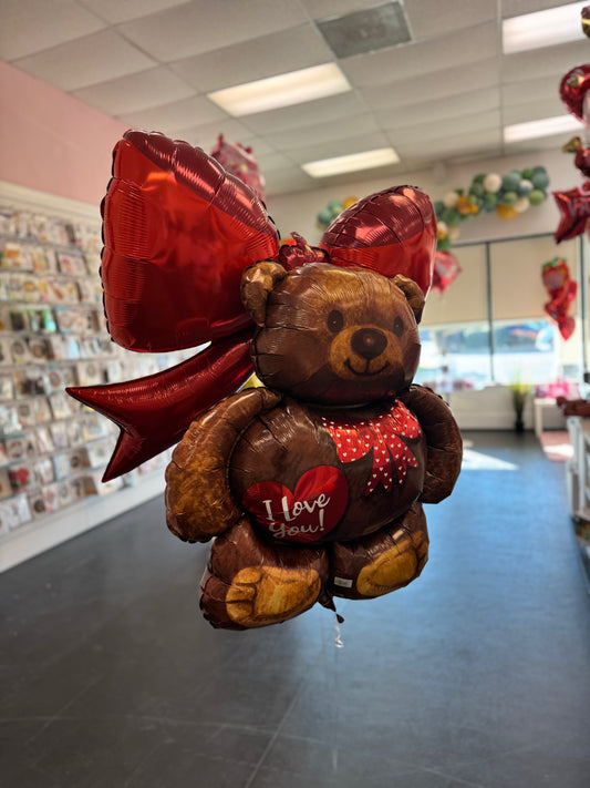 I Love You Bow Bear Foil Balloon (27 Inch)