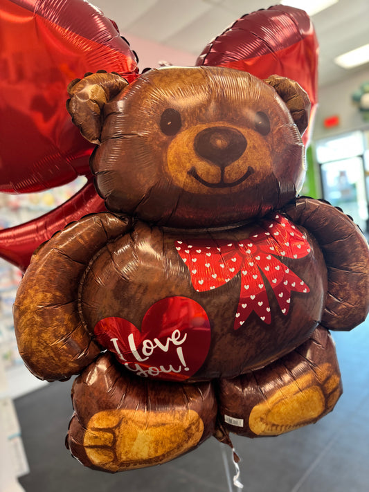 I Love You Bow Bear Foil Balloon (27 Inch)
