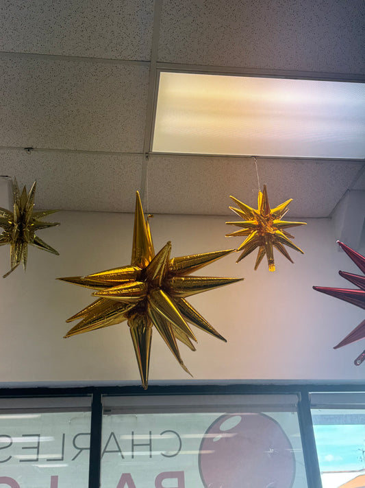 Air-Filled, Non-Floating, YELLOW GOLD Magic Star Balloons (20"-35")