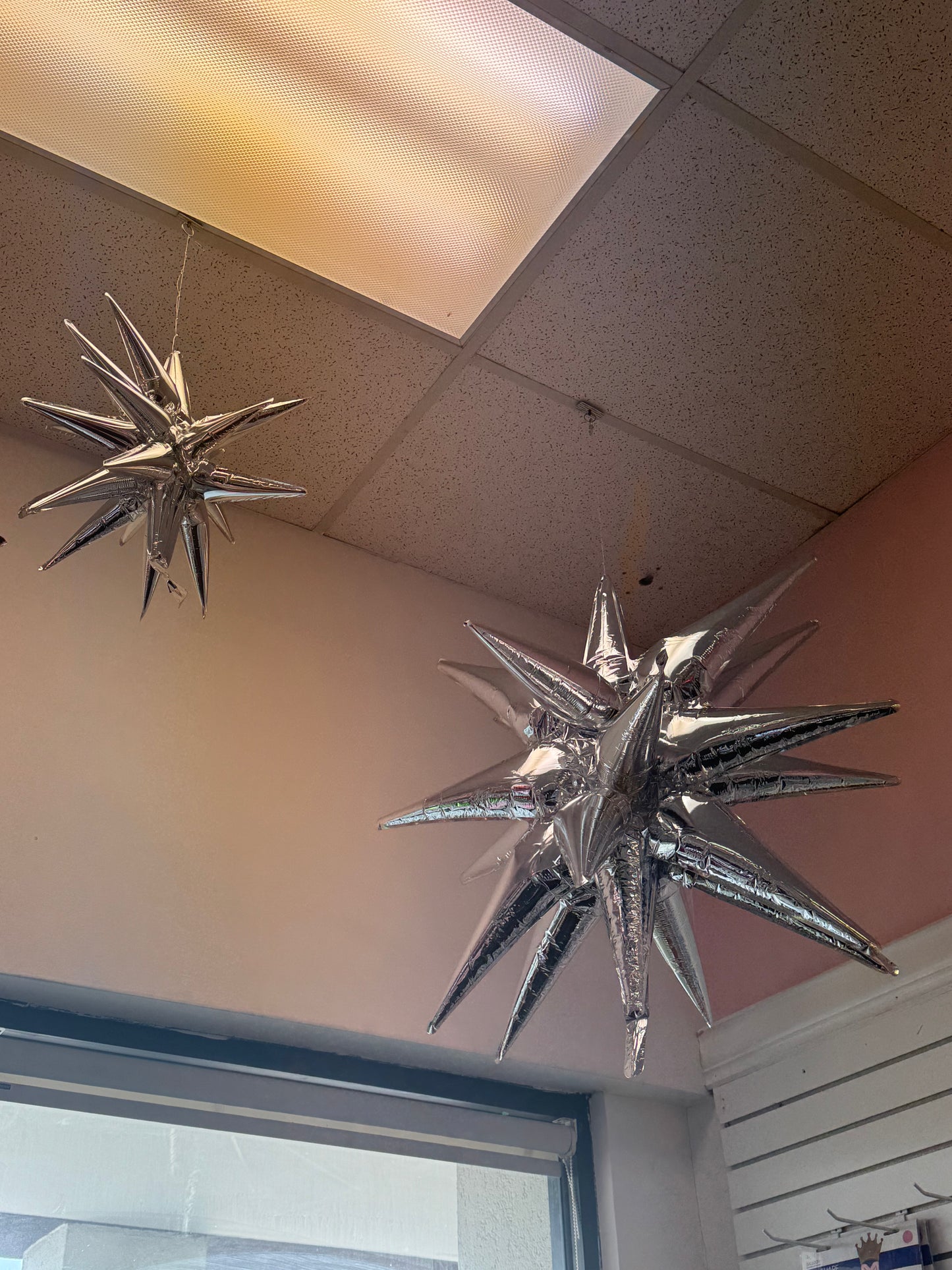 Air-Filled, Non-Floating, SILVER Magic Star Balloons (20"-35")