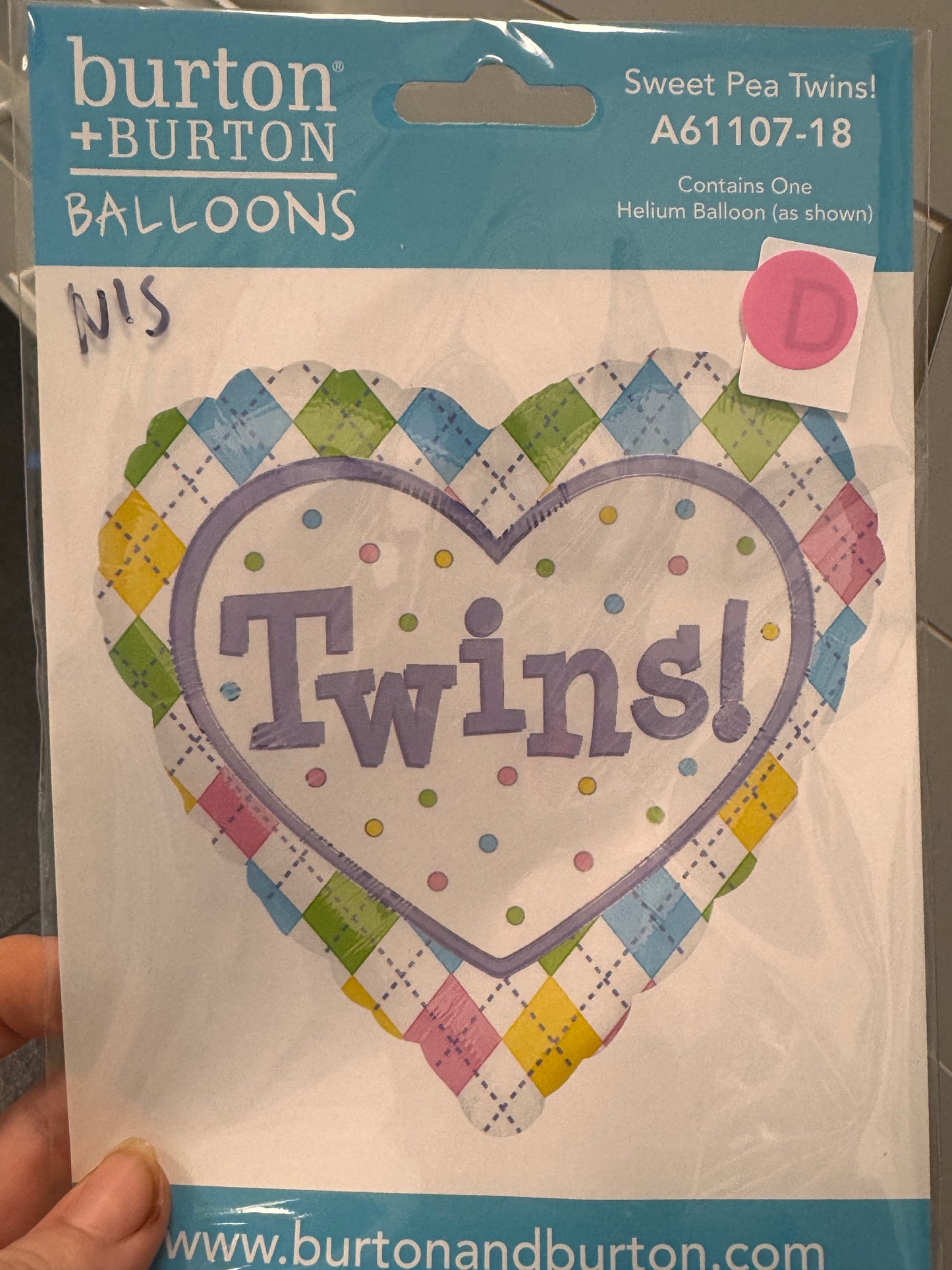 Sweet Pea Twins! Plaid Heart Foil Balloon