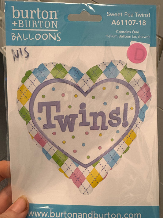 Sweet Pea Twins! Plaid Heart Foil Balloon