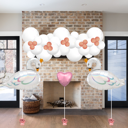 Love Birds White Swans Balloon Decor Package