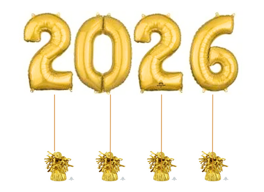 2026 Large Floating Yellow Gold Year Number Set (34 Inches)