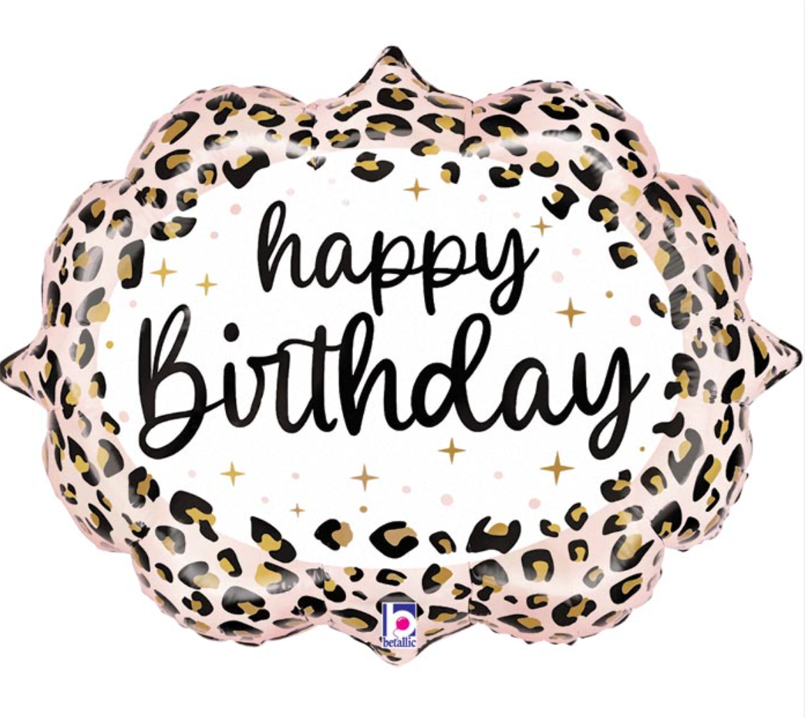 Satin Leopard Birthday Marquee Balloon