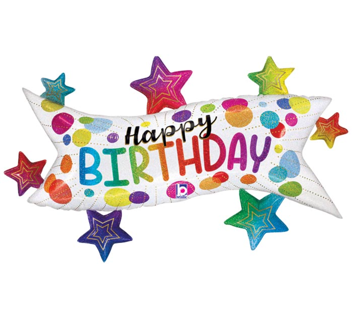 Birthday Banner Holographic Rainbow Balloon
