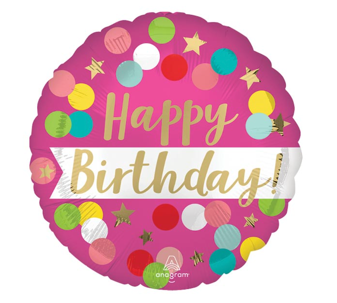 Happy Birthday Satin Pink Balloon