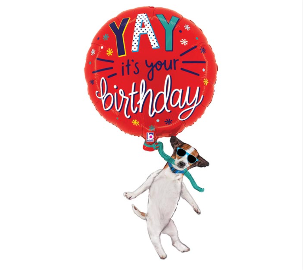 Yay It's Your Birthday Dog Floating Away Balloon