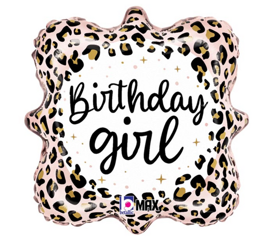 Satin Leopard Birthday Girl Balloon