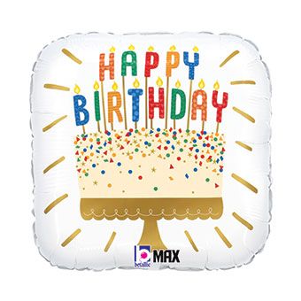 Square Birthday Cake Candles 18" Foil Balloon