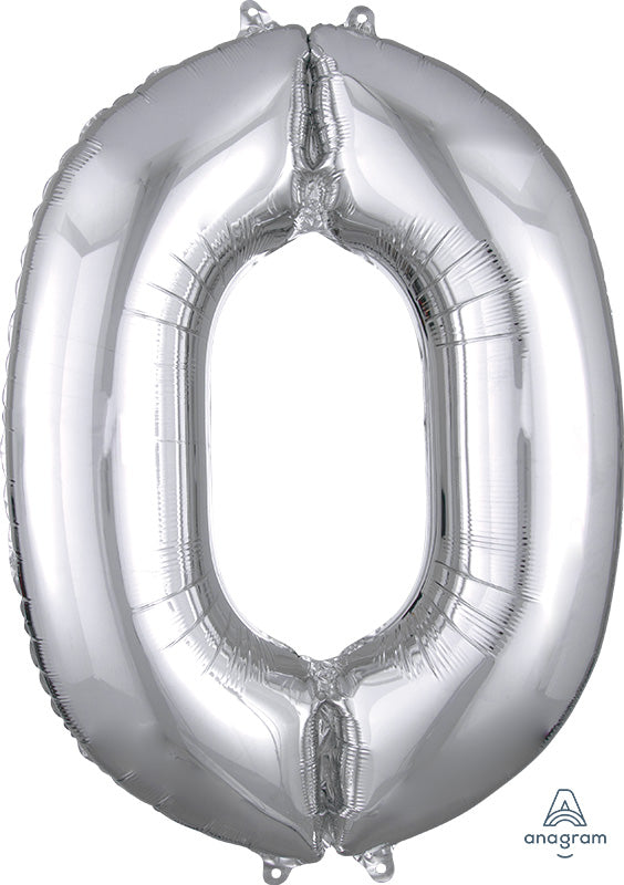 Floating Silver Number "0" Balloon (3 Foot or 34 Inch)