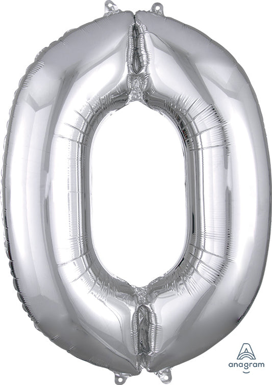 Floating Silver Number "0" Balloon (3 Foot or 34 Inch)