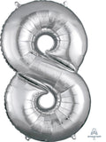 Floating Silver Number "8" Balloon (3 Foot or 34 Inch)