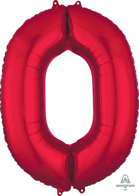 Floating Red Number "0" Balloon (3 Foot or 34 Inch)