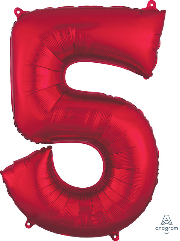 Floating Red Number "5" Balloon (3 Foot or 34 Inch)