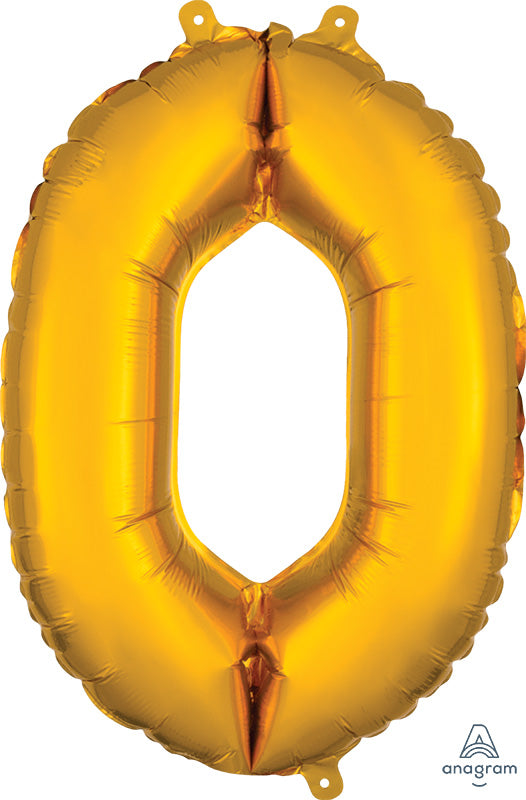 SMALL Floating Gold Number "0" Balloon (2 Foot or 26 Inch)