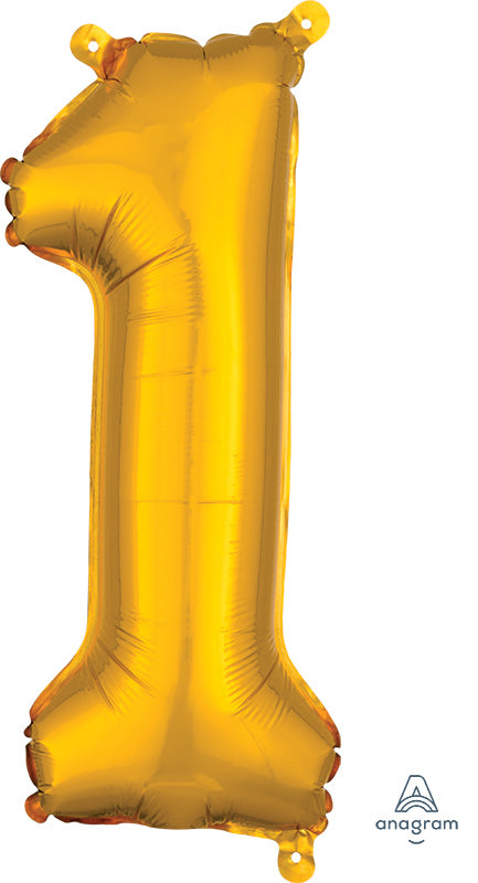 SMALL Floating Gold Number "1" Balloon (2 Foot or 26 Inch)