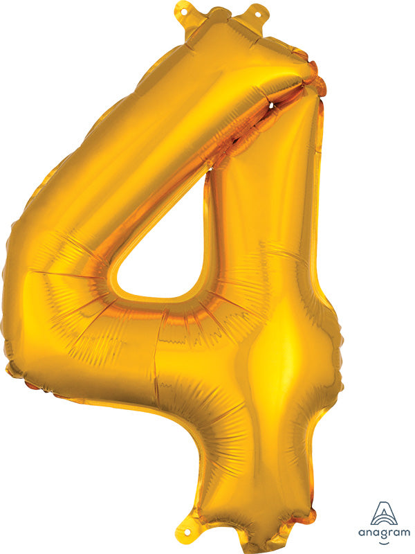 SMALL Floating Gold Number "4" Balloon (2 Foot or 26 Inch)