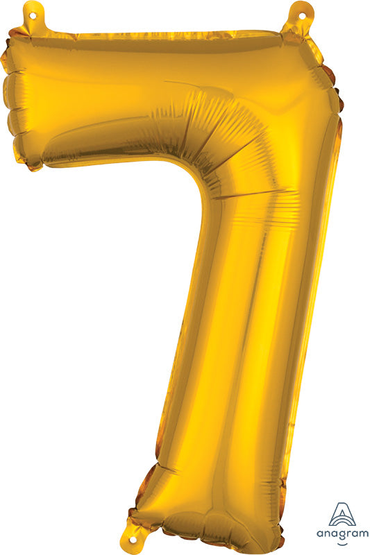 SMALL Floating Gold Number "7" Balloon (2 Foot or 26 Inch)