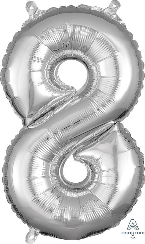 Air-Filled, Non-Floating Mini Silver Numbers (16 Inch)