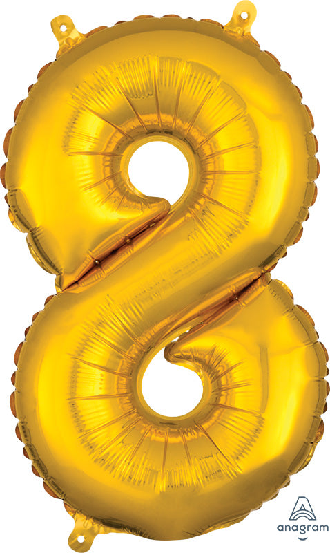 SMALL Floating Gold Number "8" Balloon (2 Foot or 26 Inch)