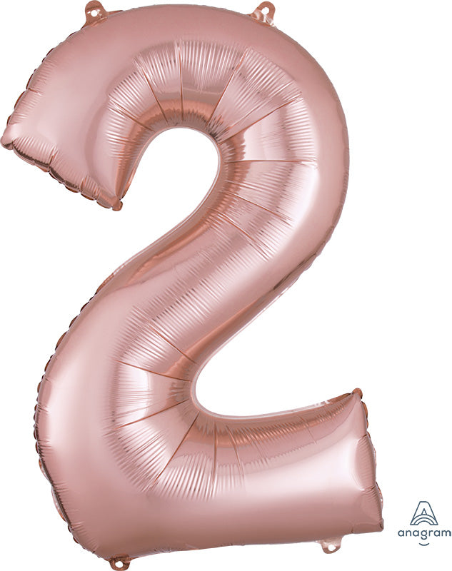 Floating Rose Gold Number "2" Balloon (3 Foot or 34 Inch)